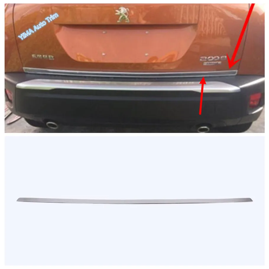 Rear Trunk Lid Cover Tailgate Trim Hatch Back Door Handle & Bumper Bottom Molding Boot Garnish Strip For Peugeot 2008 2020 2021
