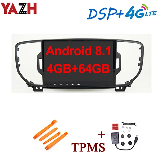 with External TPMS YAZH для KIA Sportage, автомобильная стереомагнитола с Android 8,1, 4 ГБ, 64 ГБ, четыре ядра, 9,0 дюйма, ips, gps дисплей, Bluetooth 5,0, зеркальная связь - Цвет: with External TPMS