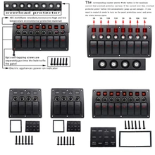 8 банд красный светодиодный водонепроницаемый кулисный переключатель панели с объективом для морской лодки 12-24V