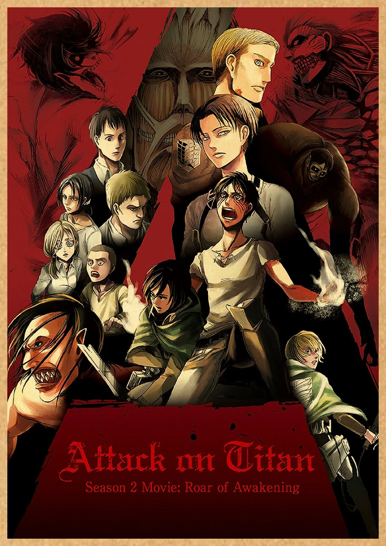 Attack on Titan Anime Poster Decor For Home Posters Room Wall Pictur Kraft Paper Retro And Prints Art Bar Cafe Stickers