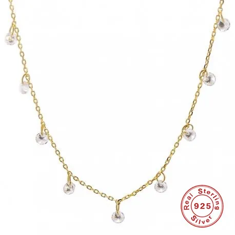 BOAKO Necklace 925 Sterling Silver Jewelry For Women 2020 Sequins Cadena Plata Fashion Jewelry Choker Crystal Gold/Silver #8.5 43
