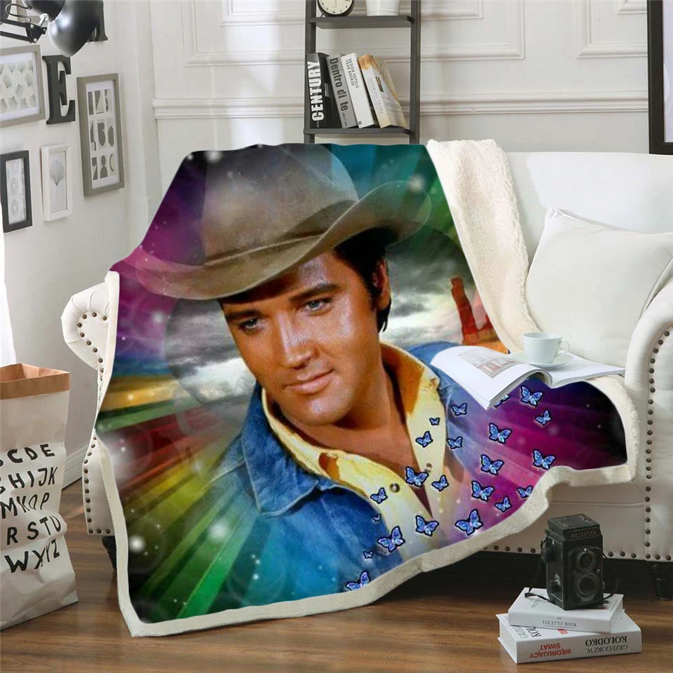 Флисовое одеяло Elvis Presley с 3d рисунком для кровати походов пикника модное толстое