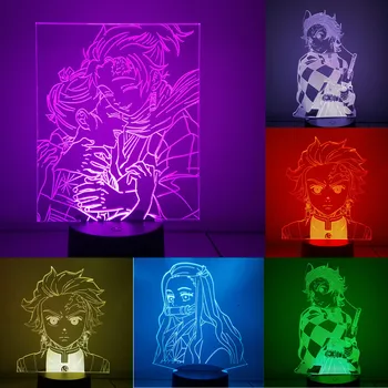 

Anime Demon Slayer Action Figures 3D Led Color Changing Kimetsu no Yaiba Kamado Nezuko Tanjirou Table Visual Figma Base Gift Toy