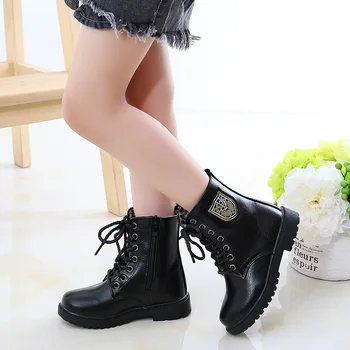 

Large size 27-42 children's boots boys shoes autumn winter military boots girls single boots kids students performance shoes