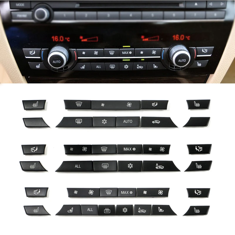 Console Dash Air Conditioner Buttons Key Caps Replacement For BMW 5 7