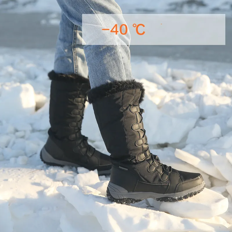 Женские высокие сапоги SWYIVY теплые водонепроницаемые с хлопковой подкладкой и