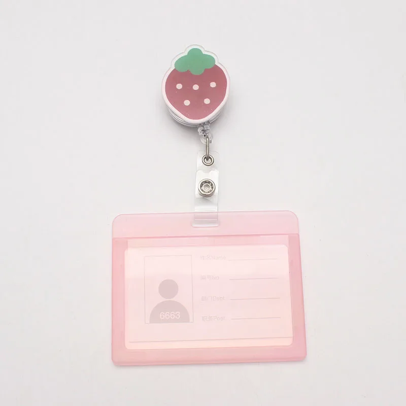 Candy Color Strawberry Flowers Retractable Badge Reel Acrylic Student Nurse  Exihibiton ID Name Card Badge Holder Office Supplies - AliExpress