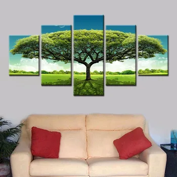 

Canvas Wall Artwork HD Prints Grass Field Posters Home Decoration Paintings For Bedroom Modular Big Tree Pictures No Framework