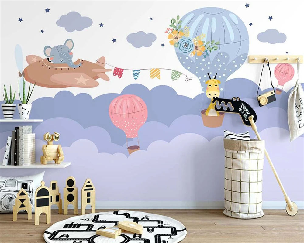 beibehang Custom modern nordic hand-painted animal airplane children bedroom background wallpaper wall papers home decor