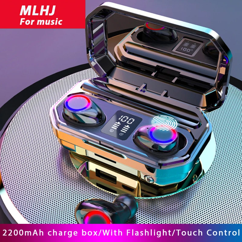 MLHJ Wireless Bluetooth Earphones with Microphone Sports Waterproof Wireless Headphones Headsets Touch Control Music Earbuds