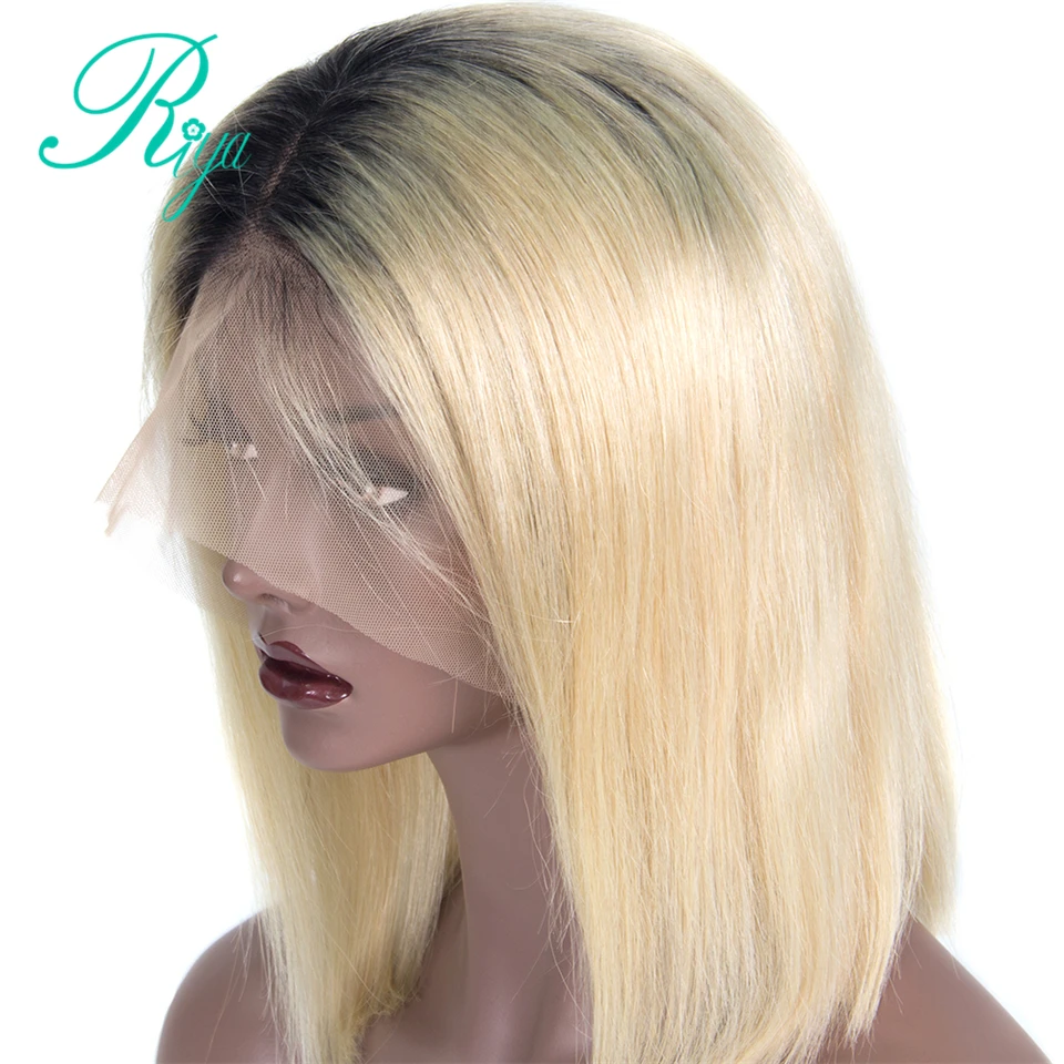 13X6 Цвета Бургундия Красный Мёд блондинка Цвет Пикси короткие Боб Cut Синтетические волосы на кружеве парики из натуральных волос на кружевной H8-16 предварительно прямые бразильские RemyRiya