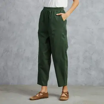 

2020 ZANZEA Vintage Harem Pants Women's Spring Trousers Casual Solid Long Pantalon Female Elastic Waist Turnip Plus Size Pants