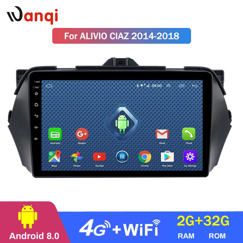 Wanqi Android 8 0 2 + 32G wifi и 4G 2.5D 9 дюймов полный сенсорный экран для SUZUKI Alivio/CIAZ 2014-2018 gps