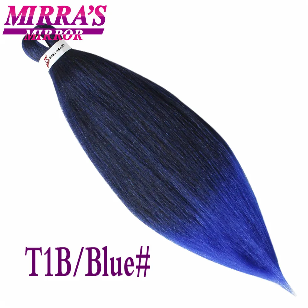 Мирра зеркало предварительно растянута легкая, огромные косички, волосы эффектом деграде(переход от темного к волосы в косичках, синтетика, наращенные волосы на крючке, 2 тон яки косы 26" - Цвет: T1B/синий