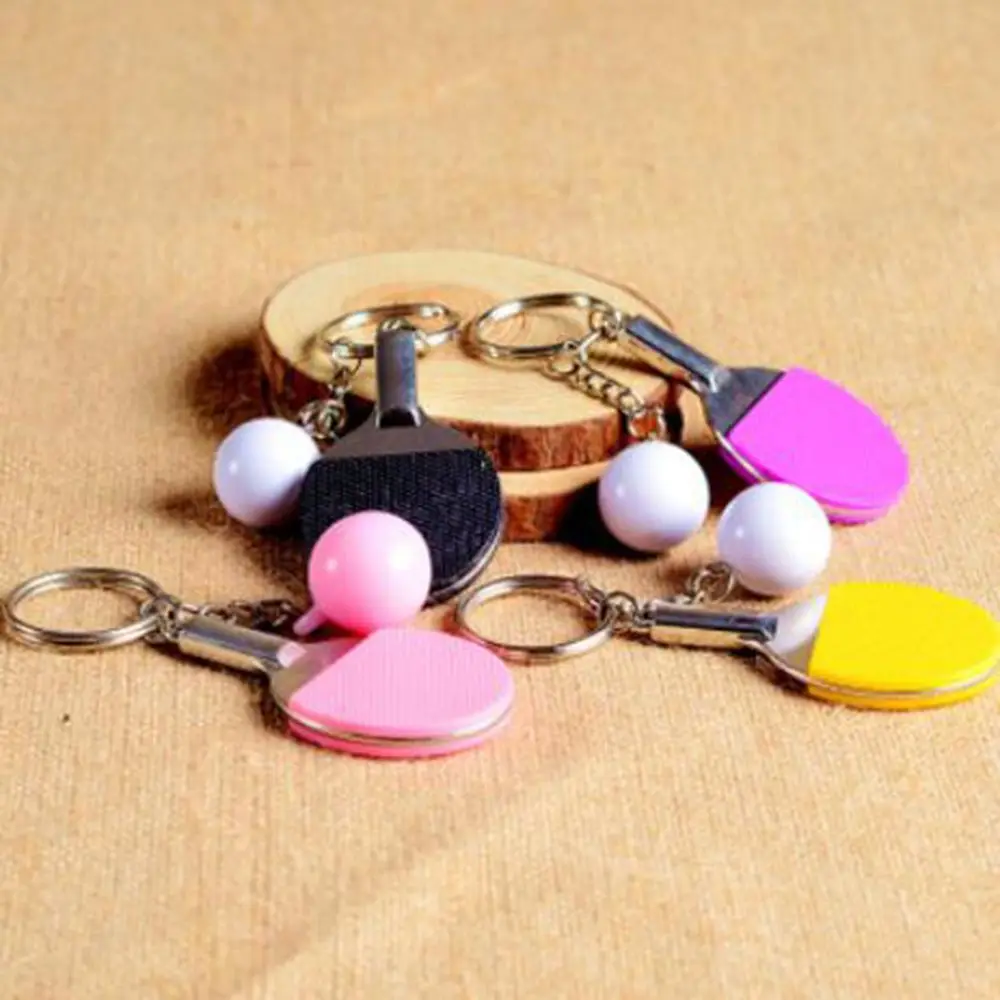 Table Tennis Baseball Racket Keychain Sports Souvenir Ornament Ring Fan Gifts 