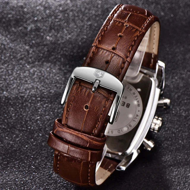 BENYAR Fashion Luxury Sport Men Watches 2019 Luxury Brand Gold Rectangle Watch Men Leather Band Waterproof Quartz Wristwatch men 3