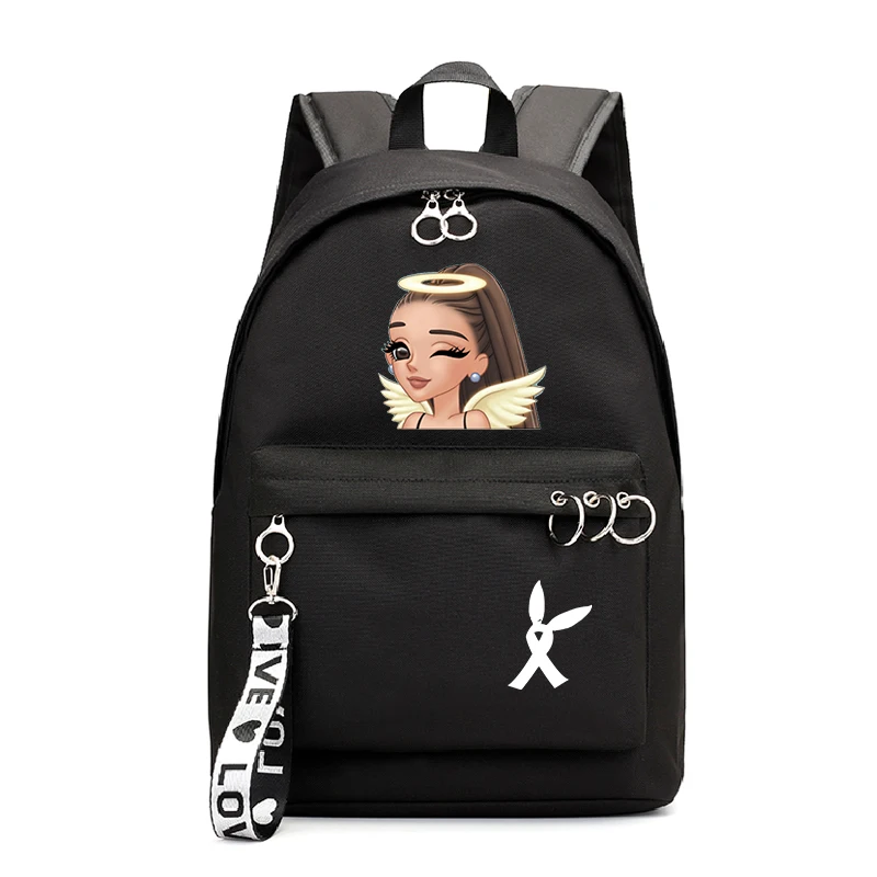 Ariana Grande, Холщовый женский школьный рюкзак, сумки, большая вместительность, несколько карманов на молнии, рюкзаки, дорожная сумка, школьная сумка для девочек-подростков