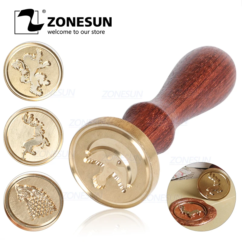 ZONESUN печать тотемного значка с деревянной ручкой для подарочной упаковки