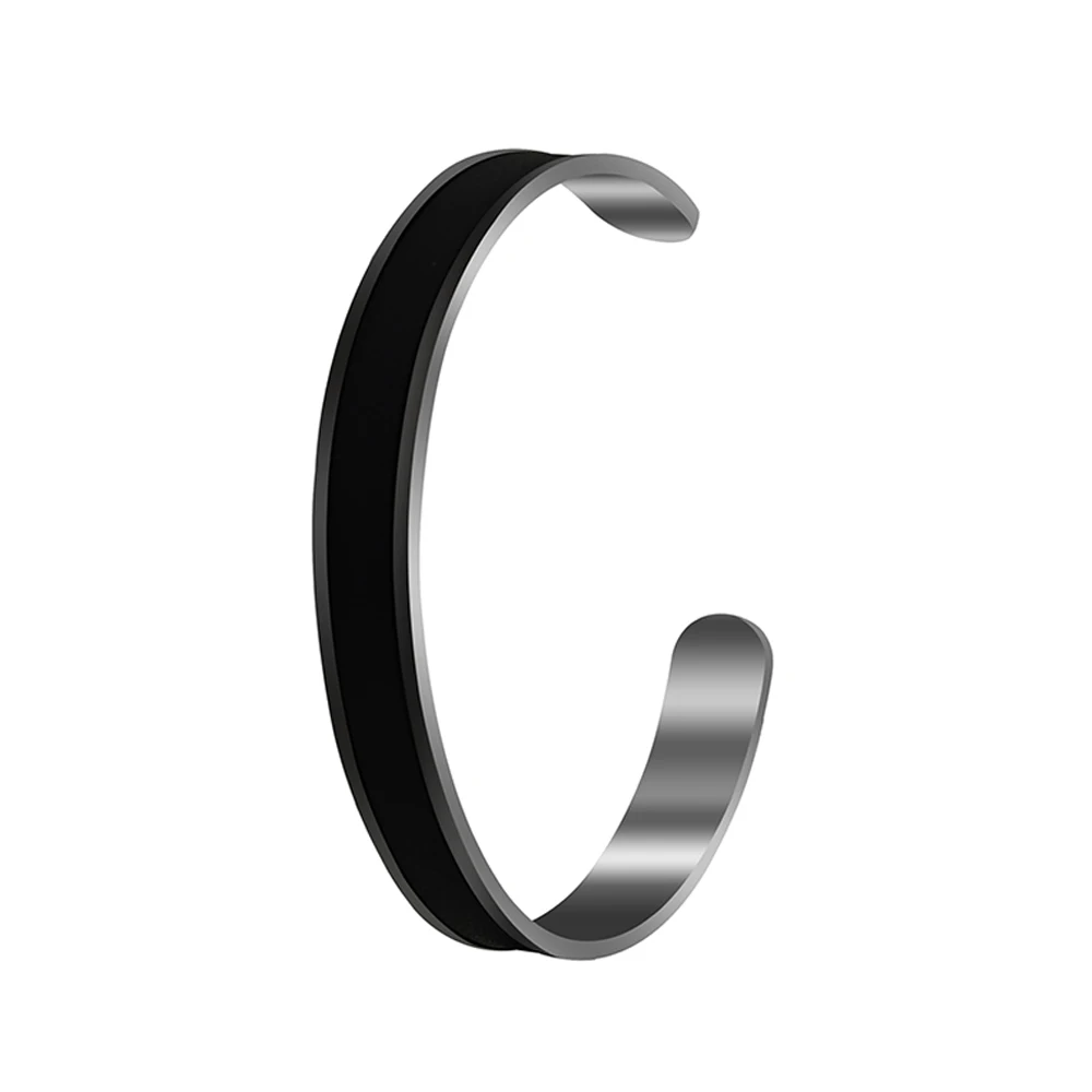 Men Leather Bracelet  Stainless Steel Men Cuff Bangle Gift for Boyfriend Husband Fathers Day Gift 3