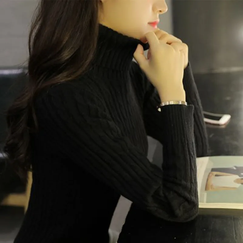 

New Turtleneck Sweater Women autumn Winter Sweater Solid Kintted Thick Long Sleeve Pullovers Sweater Sexy Women Jumper Pull