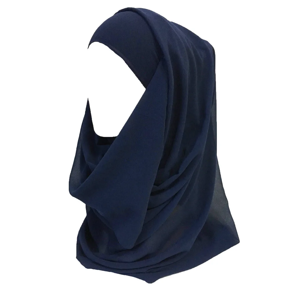 Высокое качество жемчуг пузырь шифон мусульманский хиджаб шарф платок однотонный цвет