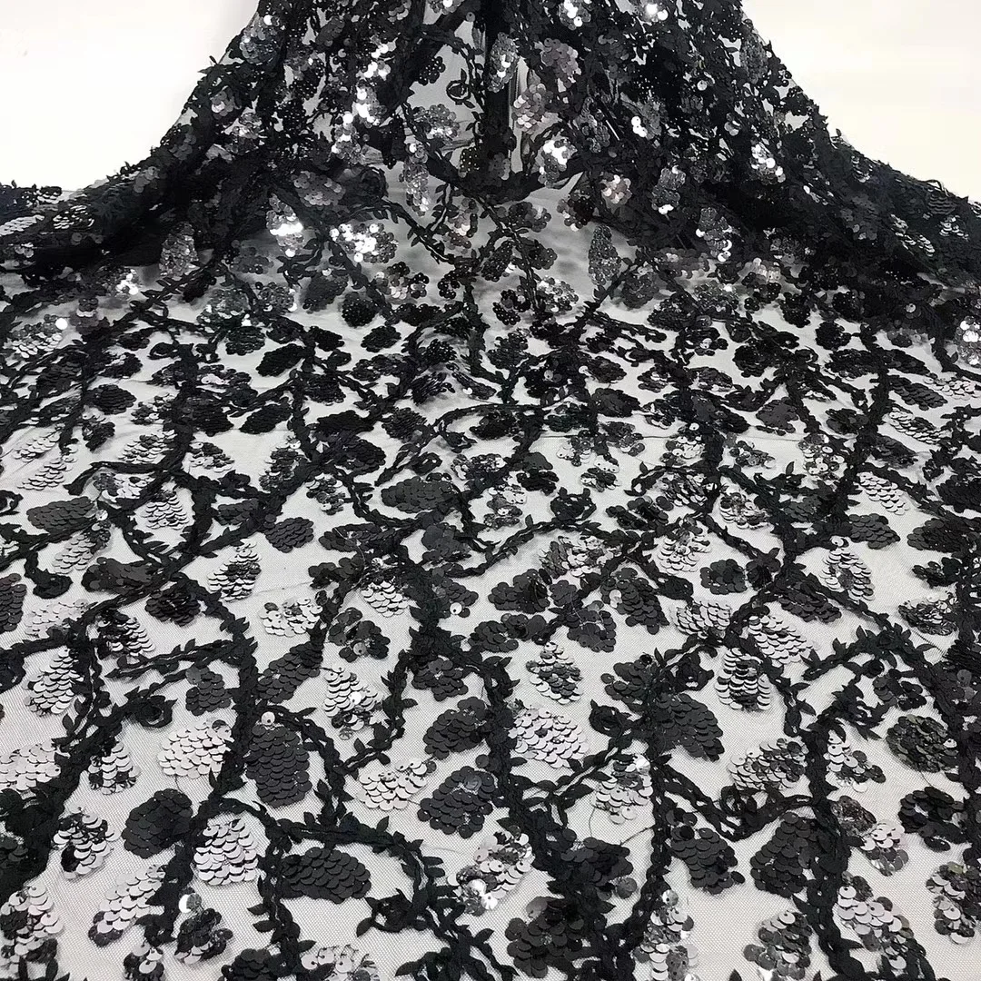 

Sequin Lace Fabric The Latest African Order Lace Fabric In 2021, Used For Bridal Lace Nigeria Mesh Tulle Lace Fabric D4218