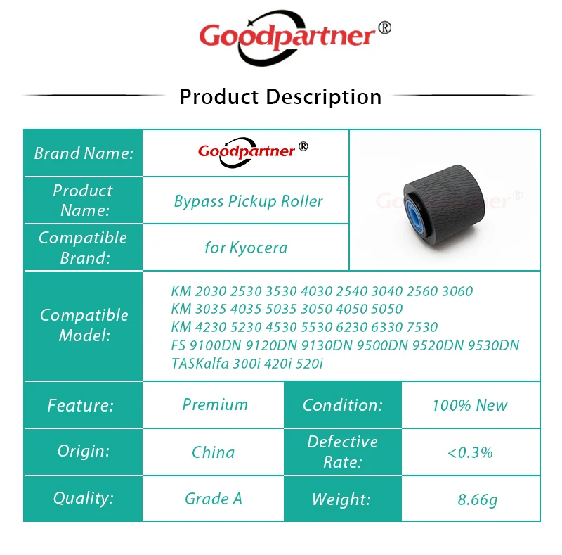 1X 61706770 Bypass Pickup Roller for Kyocera KM 2030 2530 3530 4030 2540 3040 2560 3060 3035 4035 5035 3050 4050 5050 4230 5230