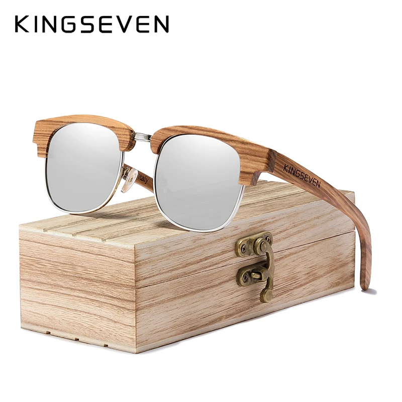 KINGSEVEN De polarizadas De madera Natural hombre, lentes De masculinas De estilo Retro, con bisagra De primavera, protección UV400, G5917, novedad De 2020|De los hombres gafas de sol| -