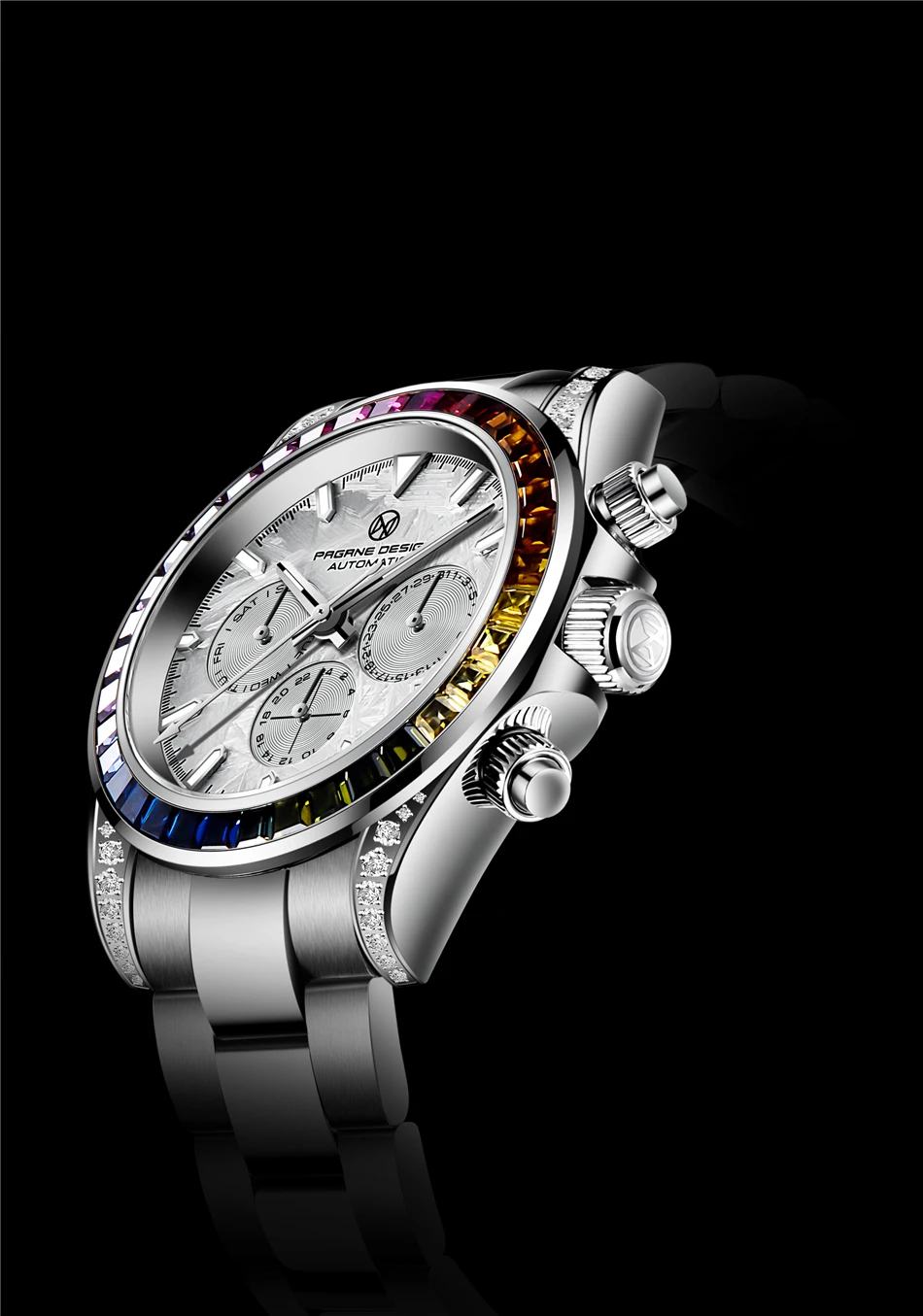 PAGRNE DESIGN Luxury Sapphire Glass Mechanical Watch Men's Sports Stainless Steel Automatic Waterproof Watch Reloj Hombre