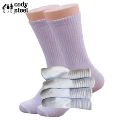 Cody Сталь зима Для мужчин носки мужские высокого Качественный хлопок полиэстерные носки для мужчин Повседневное Классический белый Модные