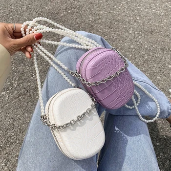 

Mini crocodile pattern pearl chain messenger bag ladies 2020 ladies one shoulder messenger bag ladies travel messenger bag walle