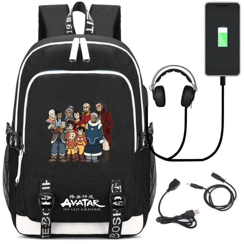 Тканевый рюкзак Avatar The Last Airbender школьная сумка с USB зарядкой Детская музыка