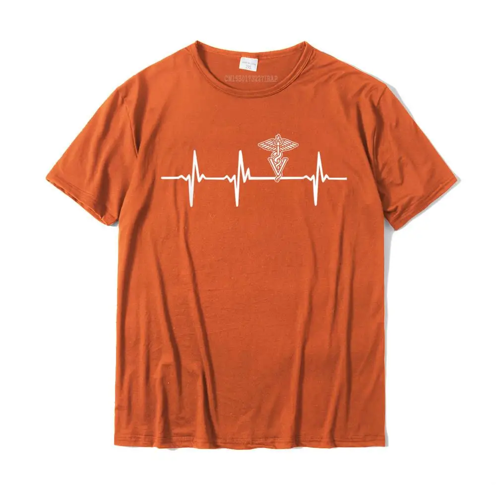Printed On Slim Fit Summer Autumn 100% Cotton Crewneck Men Tops Shirt Street Tees Funny Short Sleeve T-shirts Wholesale Veterinary Caduceus Heartbeat Veterinarian Vet Tech T-Shirt__MZ16386 orange