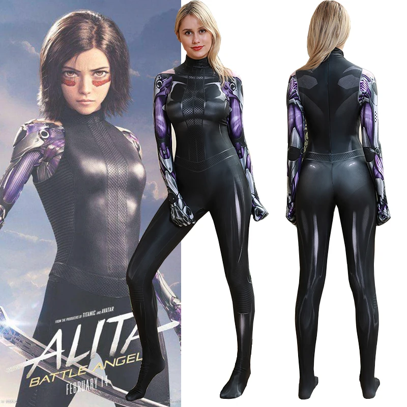 Унисекс Взрослые Дети Alita боевой Ангел косплей костюм Zentai боди лайкра один |