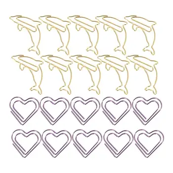 

20pcs Dolphin Shaped Paper Clip Adorable Paper Holder Creative Heart Shape Paper Clamp Bookmarks Paper Needles for Office School
