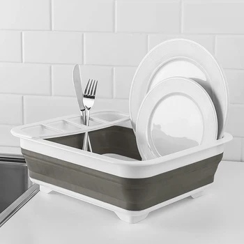 

Foldable Dish Rack Kitchen Storage Holder Drainer Bowl Dish Plate Portable Drying Rack Home Shelf Tableware Organizer