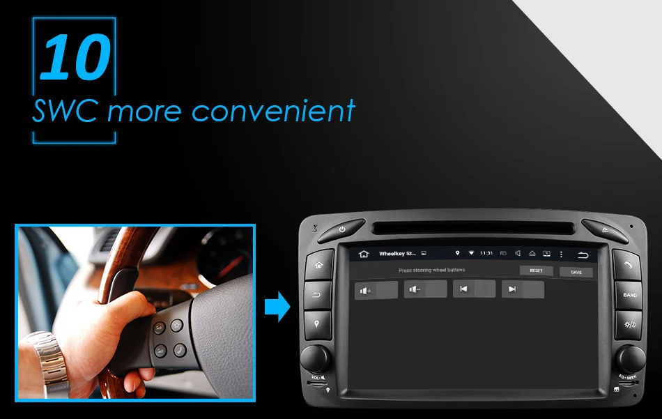 Cheap Eunavi 2 Din Android 9.0 Car DVD Radio Player car stereo gps navi For Benz W203 W208 W209 W210 W463 Vito Viano with wifi bt swc 16