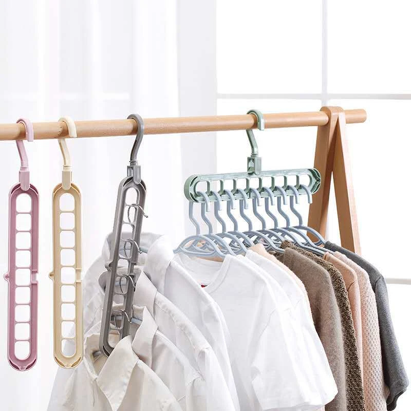 

Folding magic hanger multi-function creative nine-hole rotating drying rack magic wardrobe clothes drying household storage rack