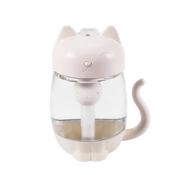 

3 In 1 350Ml Usb Cat Air Humidifier Ultrasonic Cool-Mist Adorable Mini Humidifier With Led Light Mini Usb Fan For Home Office