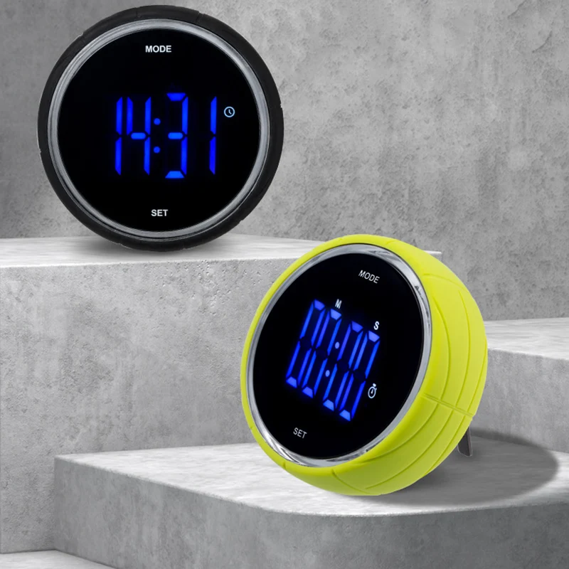 Round Digital Alarm Clock Timer Household LED Reminder Kitchen Student Time Manager Rotation Adjustment Light and Portable | Инструменты