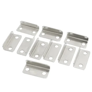 

10 Pcs Home Office Silver Tone Metal Right Angle Drawer Lock Strike Plate