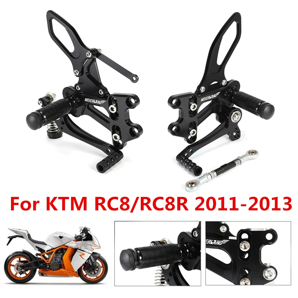 

Motorcycle Footrests Rear Foot Pedal Pegs Accessories Aluminum CNC Foot Rest For KTM RC8 RC8R 2011 2012 2013 D49