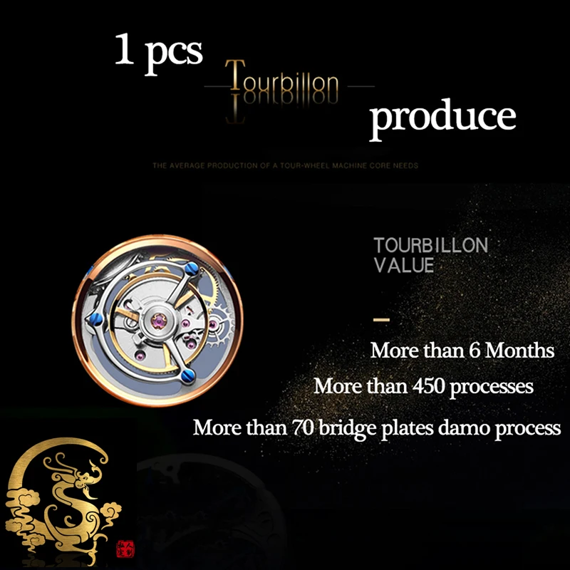100% Tourbillon часы мужские GUANQIN Скелет Механические Сапфир Мужские Топ Бренд