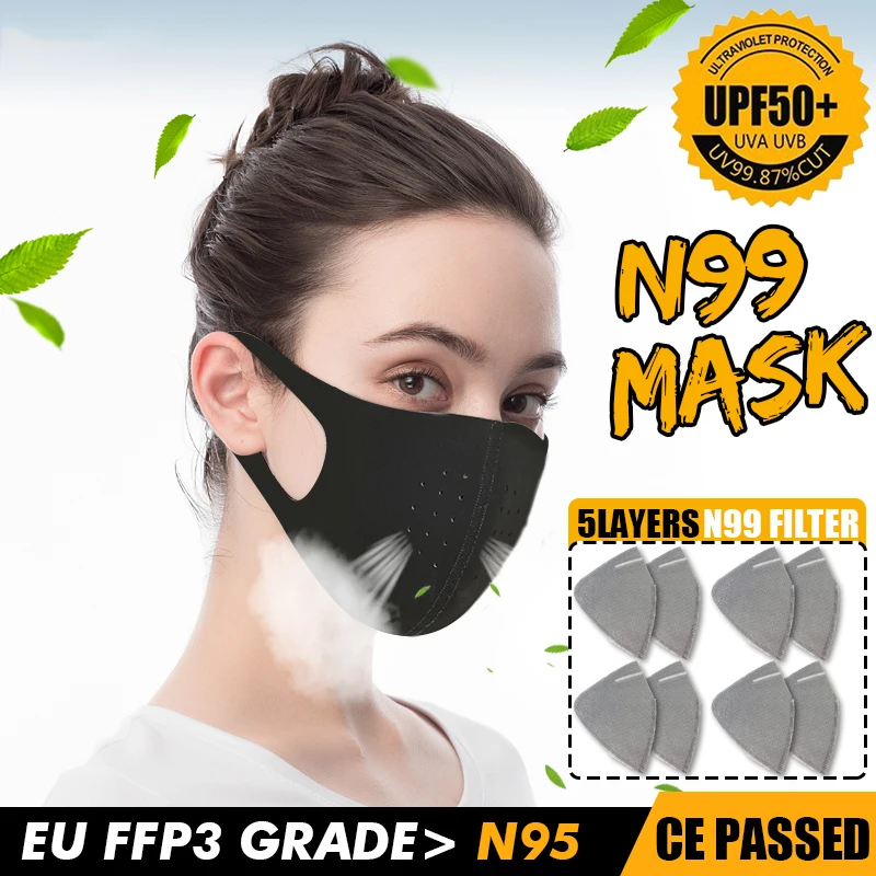 

Dust Breathing Mask Activated Carbon Dustproof Mask with 1pcs Extra Carbon N99 Filter for bacteria proof Flu Face masks Care