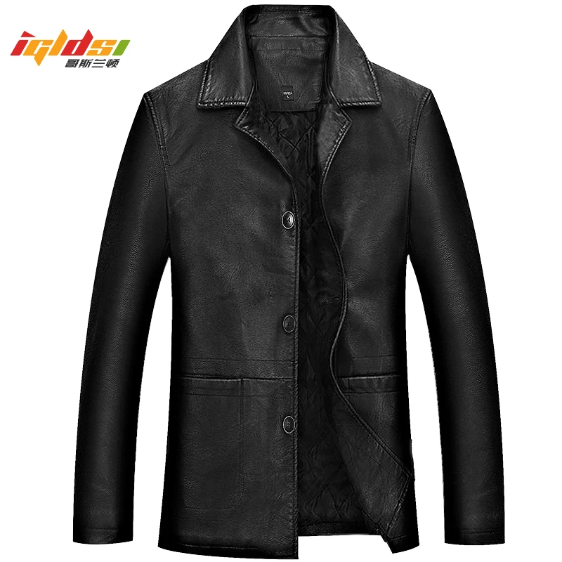 

Men's Winter Leather Jacket Soft Thick Warm PU Leather Jacket Male Business casual Coats Man Jaqueta Masculinas Plus Size 4XL