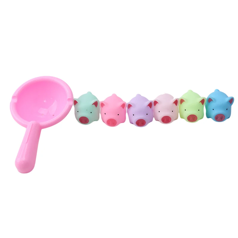 Squeeze-sounding Dabbling Bath Toy Mesh Bags Children's Classic Toys PVC Plastic 10 Pigs 2 Swimming Laps Boys Girls Kid - Цвет: 453515