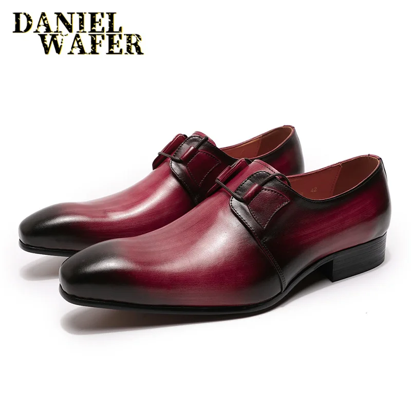 

Luxury Oxford Shoes Fashion Derby Men Leather Hand-polishing Printed Formal Dress Shoes Lace Up Office Wedding Men Shoes Leather