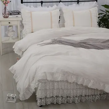 

Princess lace bedding set, twin full queen king cotton romantic single double home textile bed dress pillow case quilt cover