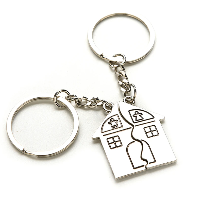 1pair Lovers Keychain Unisex Woman Man Warm House Type Couple Key Chain I LOVE YOU House Casual Key Ring