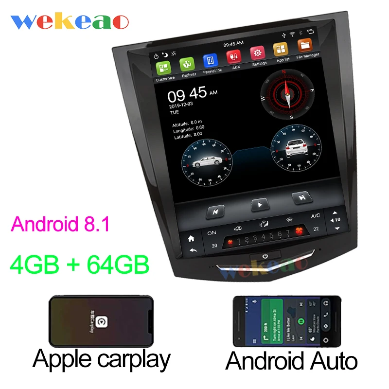 Android Car Radio Wekeao вертикальный экран Tesla style 10,4 ''1 Din Android 8,1 автомобильный dvd-плеер gps навигация авто радио для Cadillac ATS 2013 - Цвет: Android Car Radio